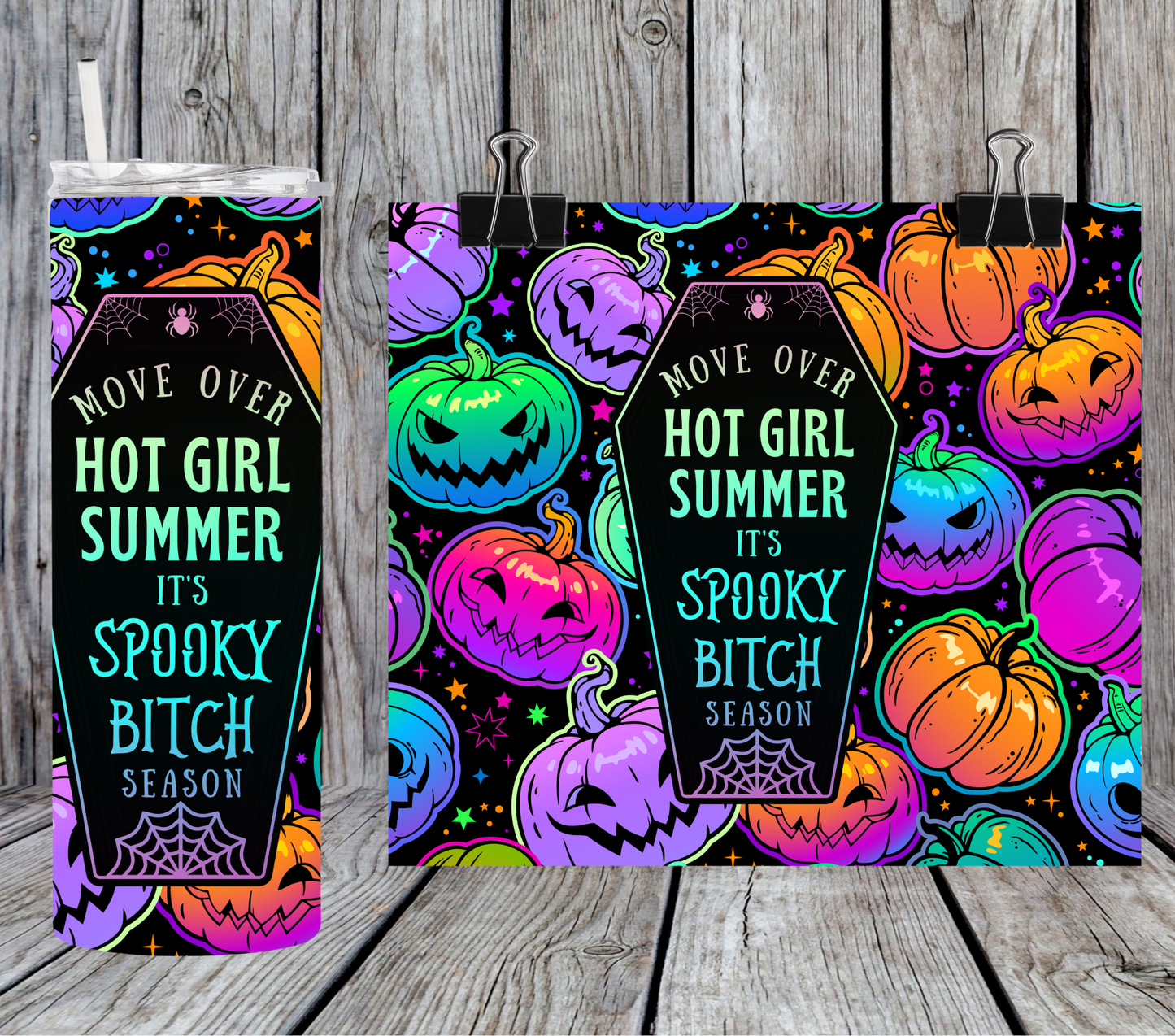 Halloween neon pumpkins spooky Bitch season