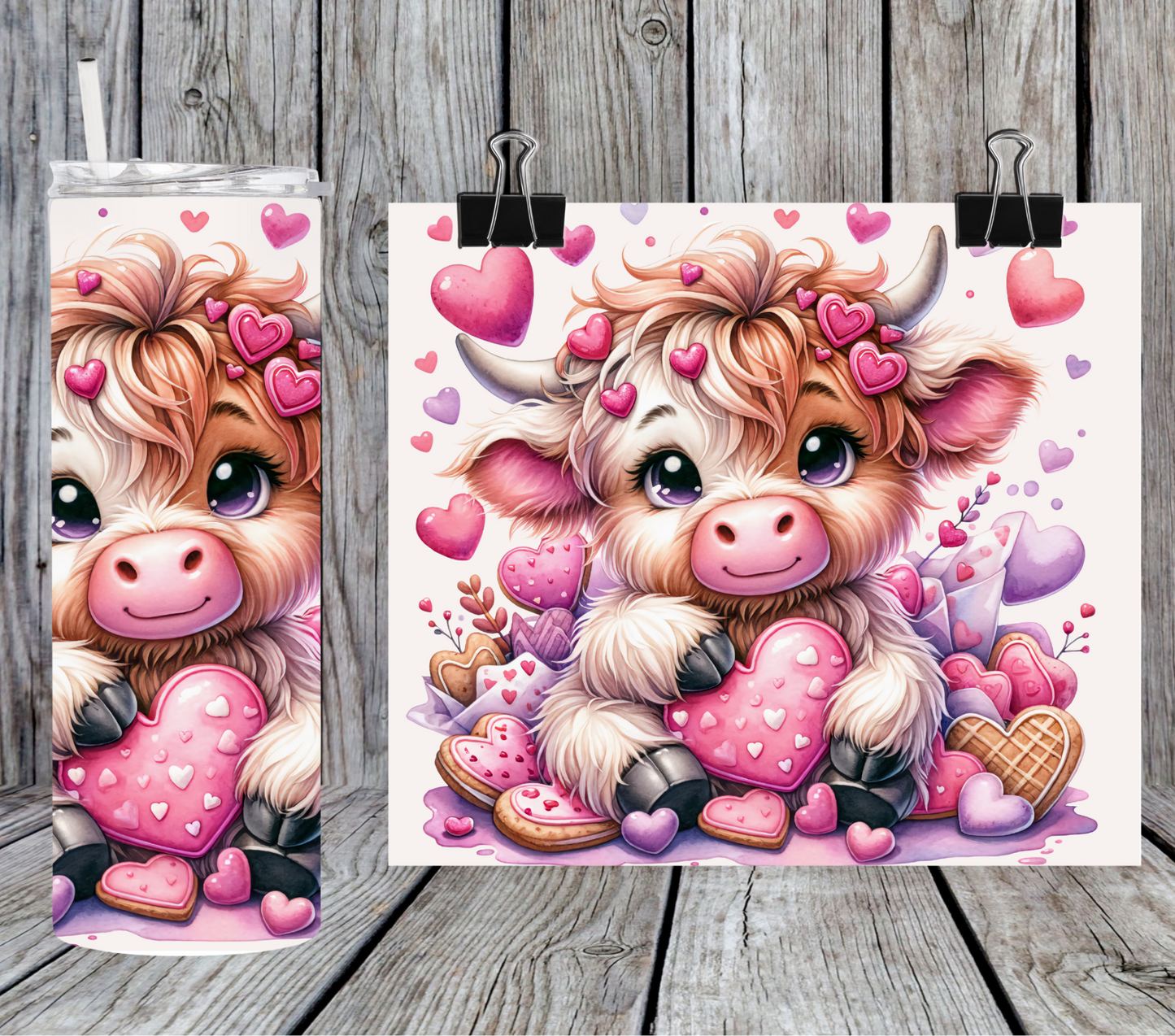 Valentine Highland Cow Cookie