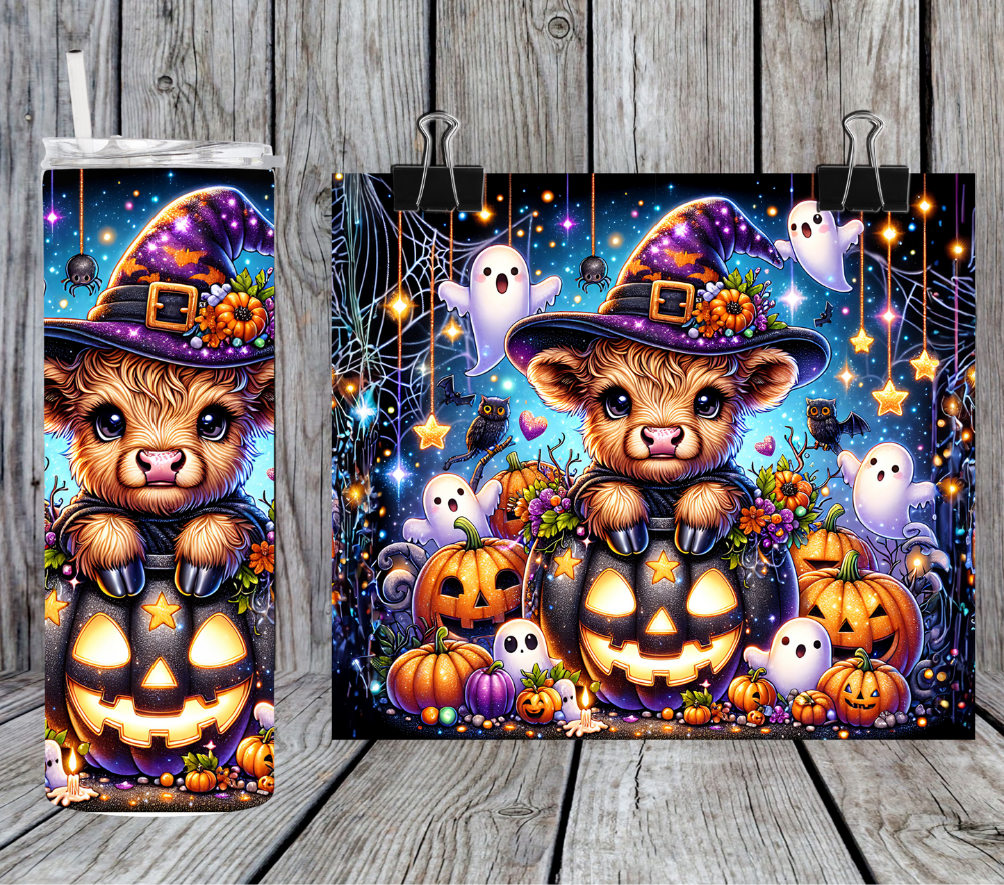 Halloween Highland cow-pumpkins