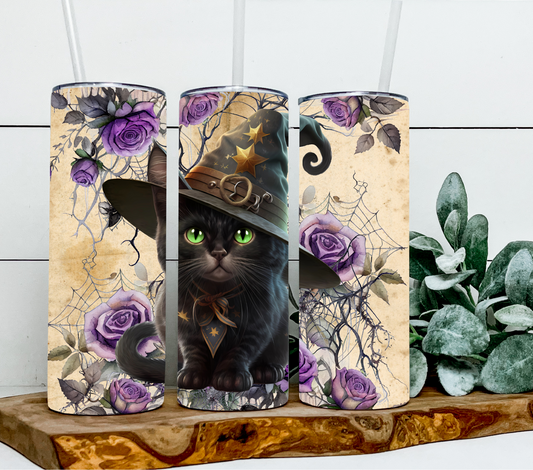 Halloween black cat witch