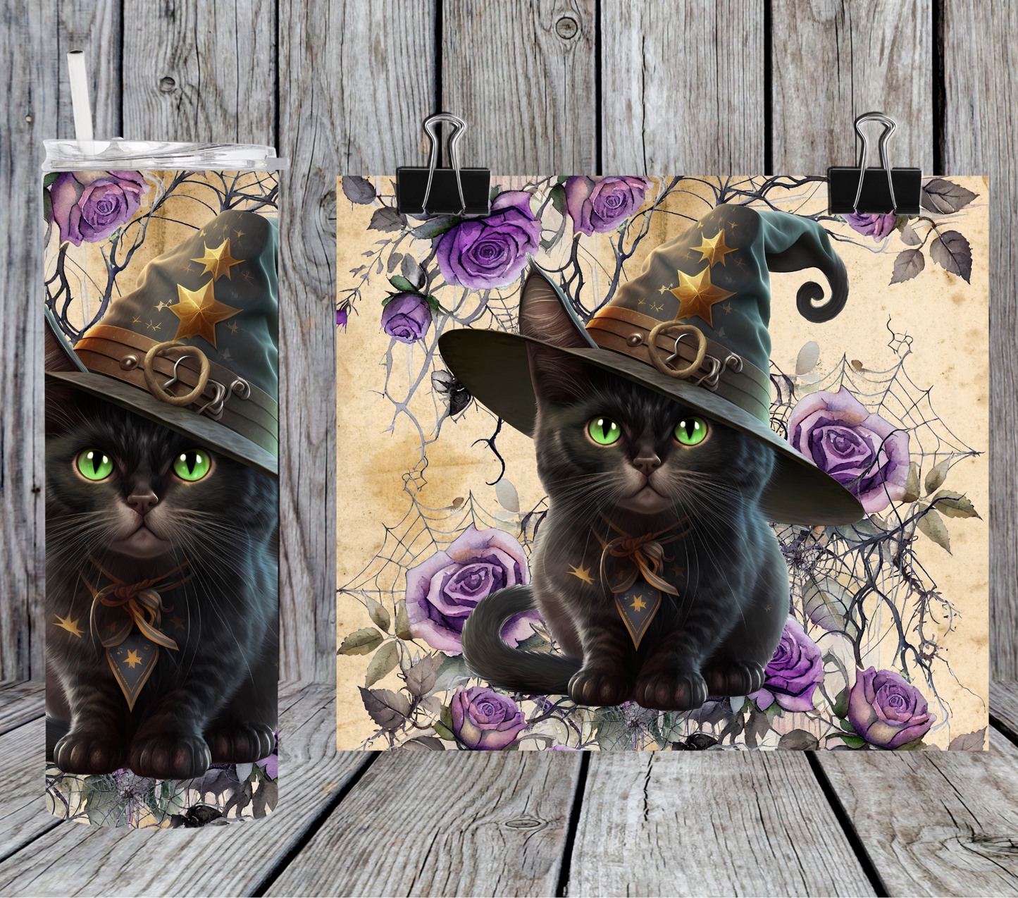 Halloween black cat witch