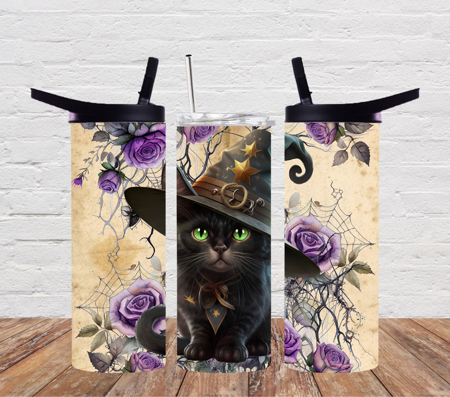 Halloween black cat witch