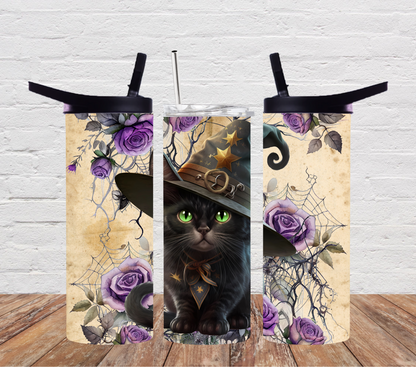 Halloween black cat witch