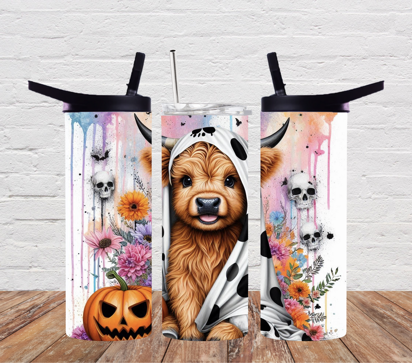 Halloween highland cow ghost cow print