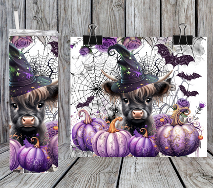 Halloween highland cow witch