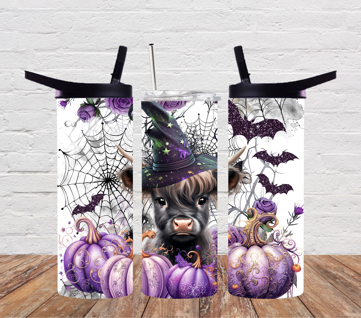 Halloween highland cow witch