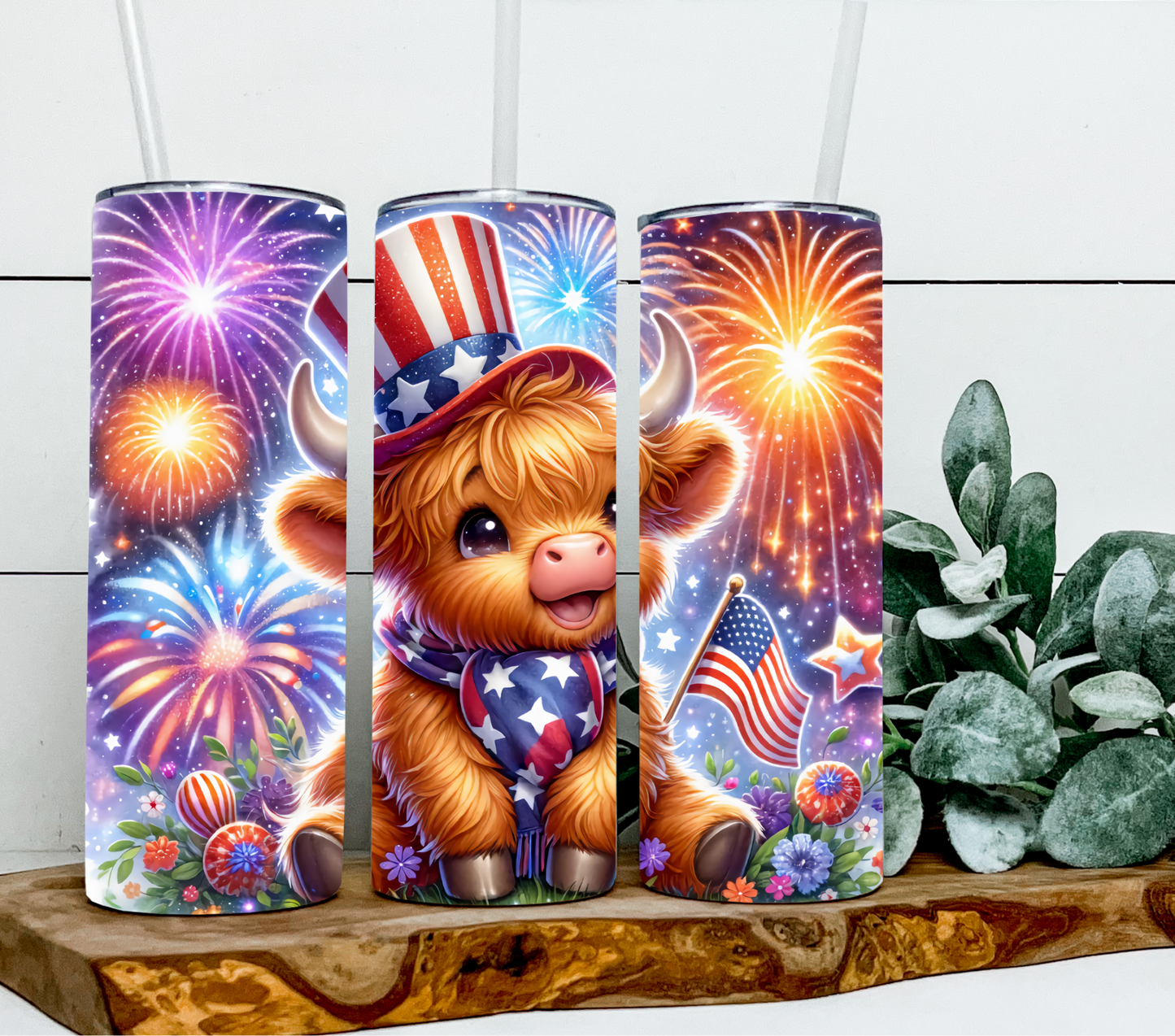 Highland Cow 4th Of July Fireworks
