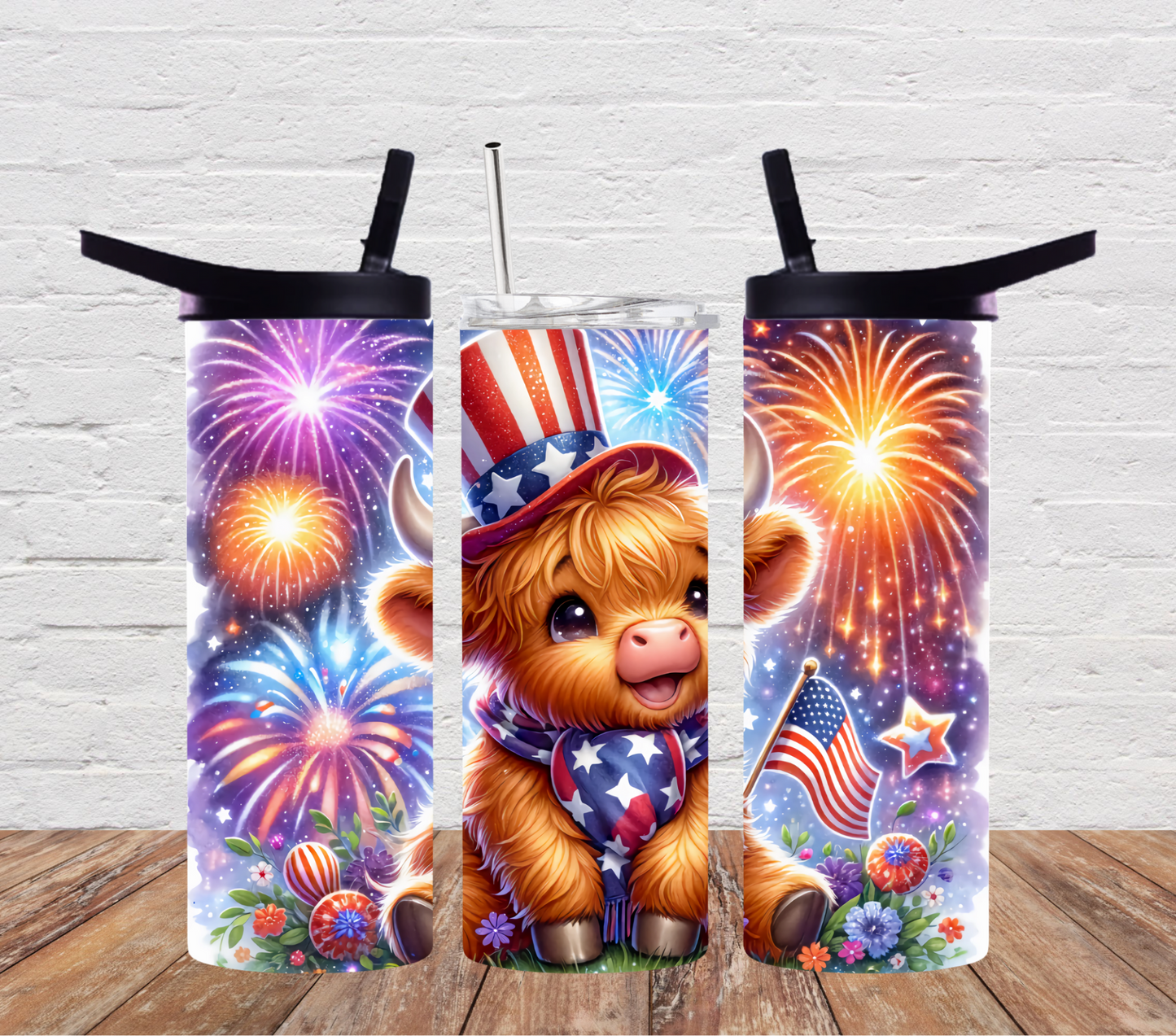 Highland Cow 4th Of July Fireworks
