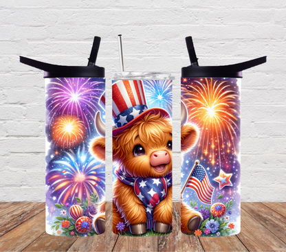Highland Cow 4th Of July Fireworks