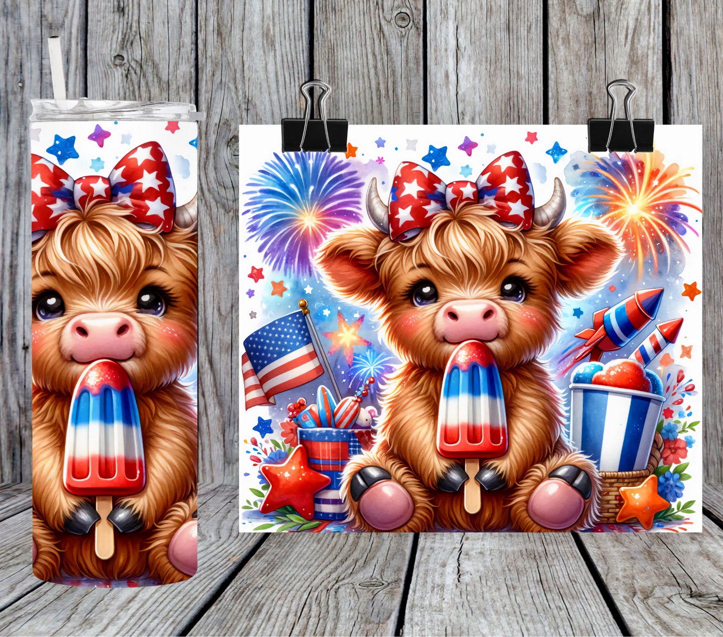 Highland Cow 4th Of July Popsicle