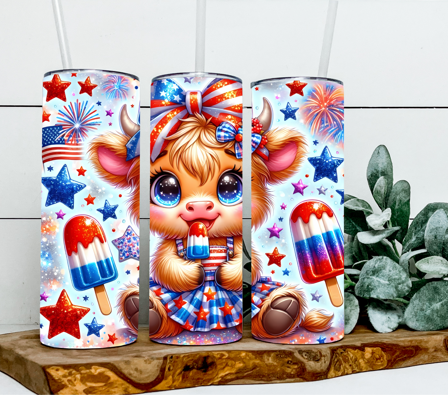Highland Cow 4th Of July with dress