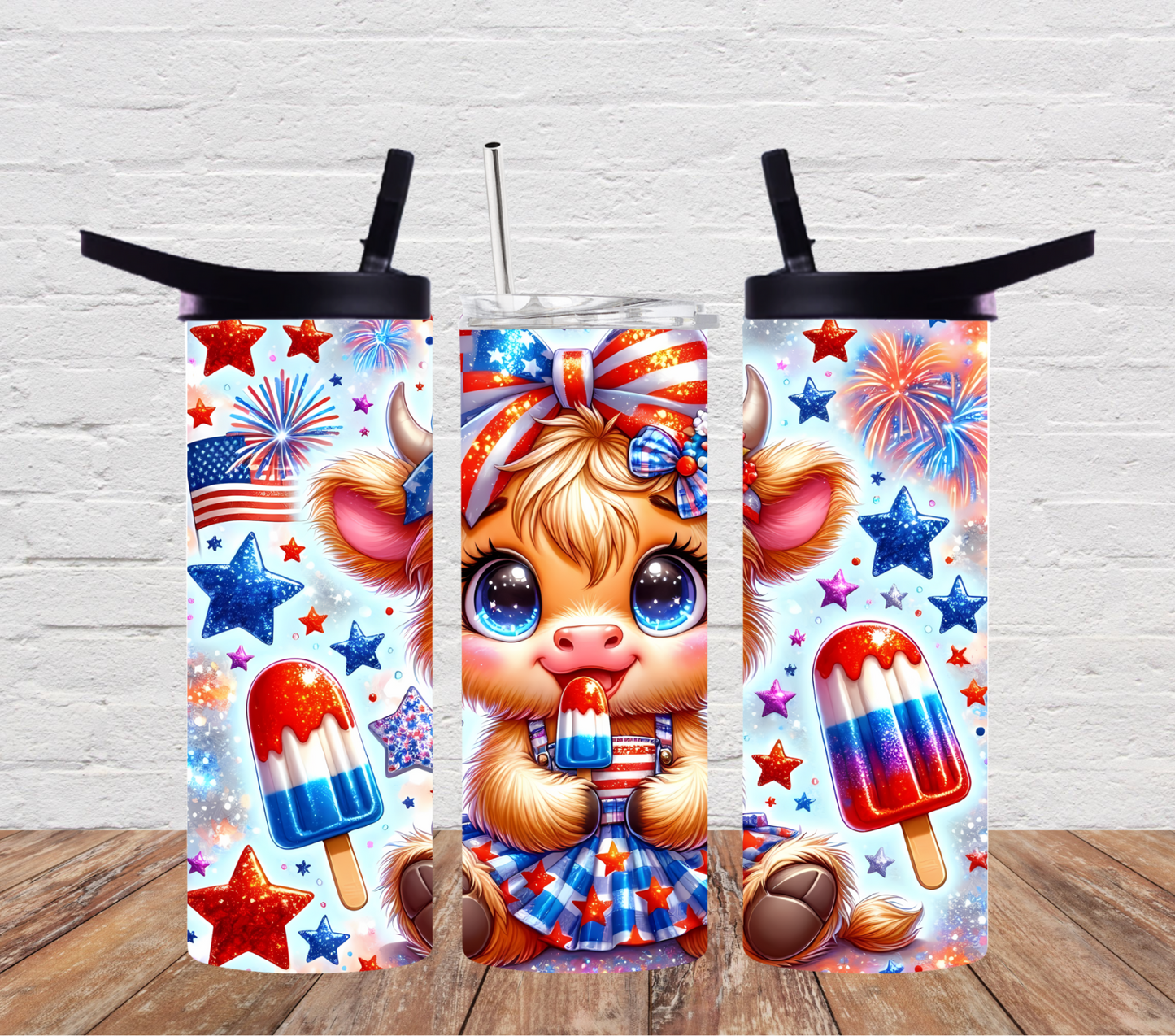 Highland Cow 4th Of July with dress