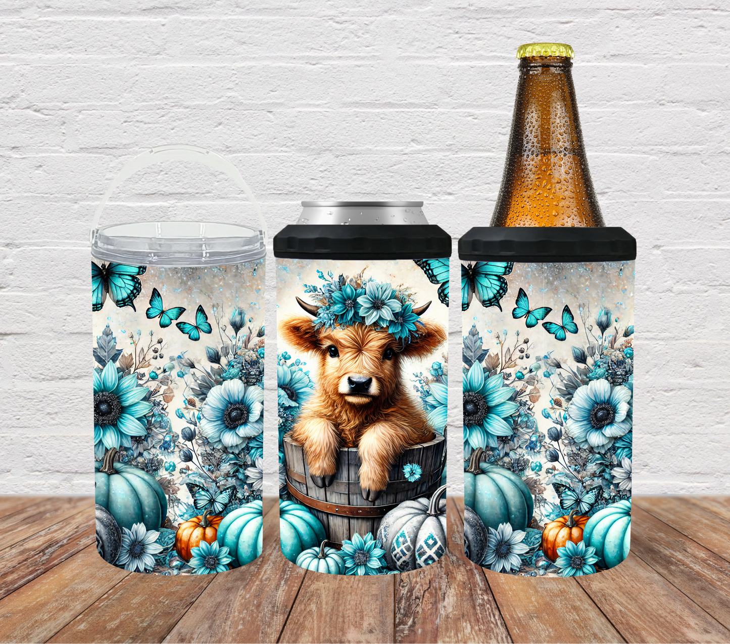 Highland cow teal pumpkins