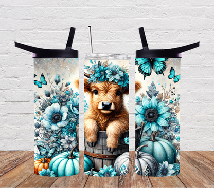 Highland cow teal pumpkins
